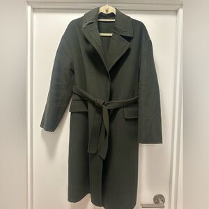 Tahari Dark Green Belted Wool Coat